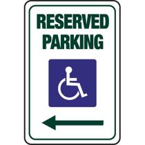 ADA Symbol, Reserved Parking w / Left Arrow Sign