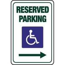 ADA Symbol, Reserved Parking w / Right Arrow Sign