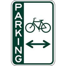 Bicycle Parking Symbol with Double Arrow - Side Bar Sign