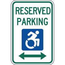 ADA Reserved Parking Double Arrow Updated Accessible Symbol Sign