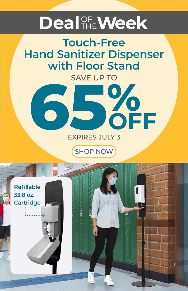 Touch-Free Automatic Hand Sanitizer Dispenser with floor stand on sale until July 3rd up to 65% off