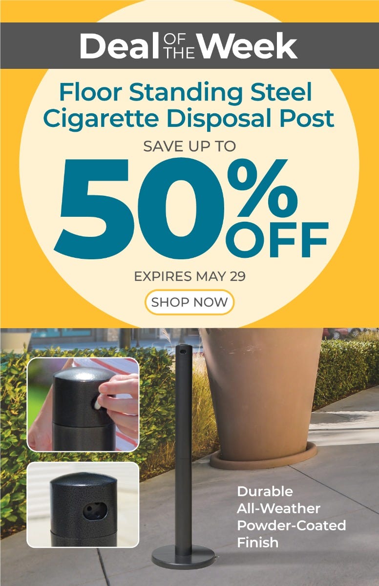 Floor Standing Steel Cigarette Disposal Post on sale until May 29th up to 50% off